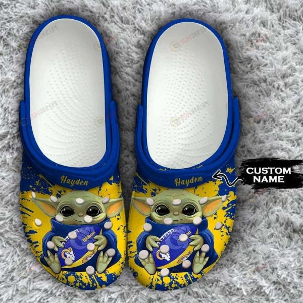 Los Angeles Rams Baby Yoda Custom Name Clogs Classic Clogs Shoes