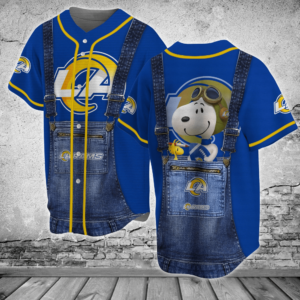 Los Angeles Rams NFL Baseball Jersey Shirt Snoopy For Men Women