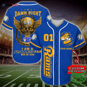 Los Angeles Rams Personalized Baseball Jersey