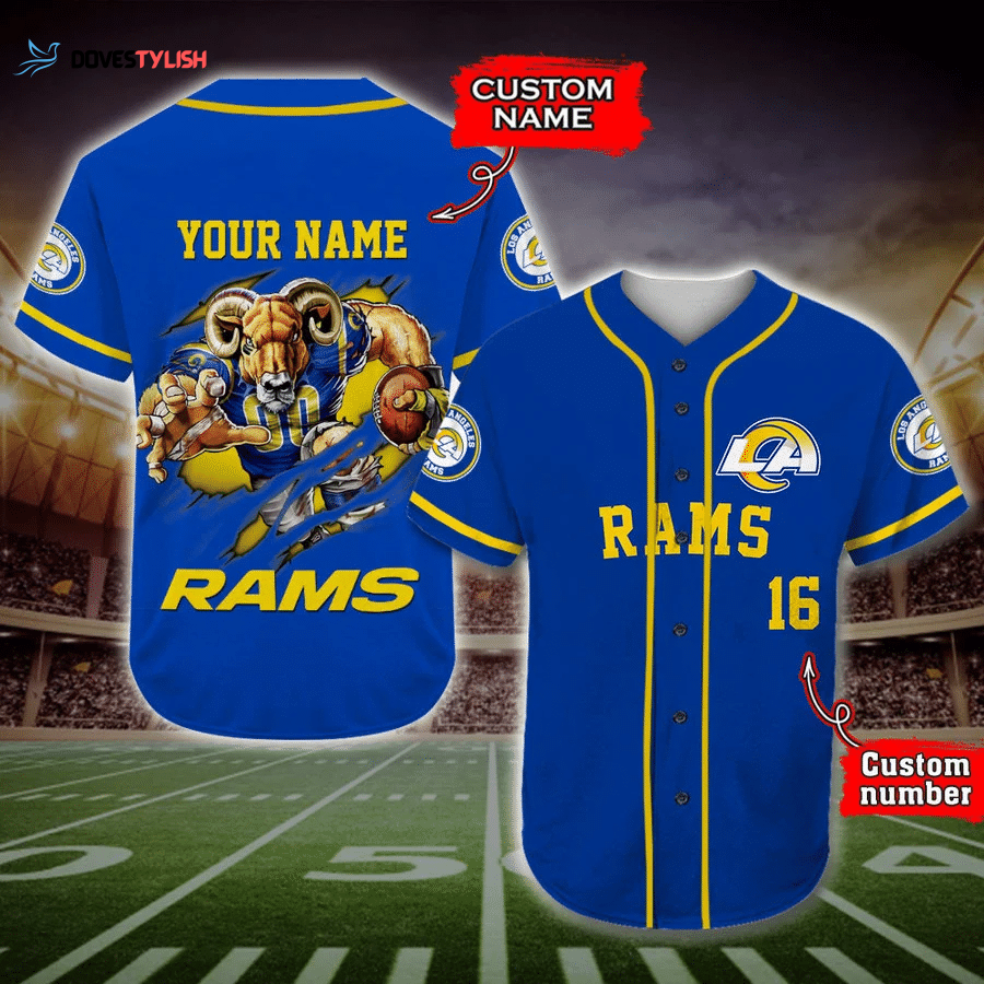 Los Angeles Rams Personalized Baseball Jersey Los Angeles Rams Personalized Baseball Jersey