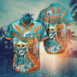 Miami Dolphins Baby Yoda Hawaiian Shirt