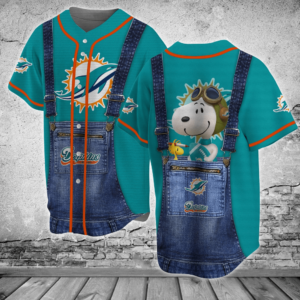 Miami Dolphins NFL Baseball Jersey Shirt Snoopy  For Men Women