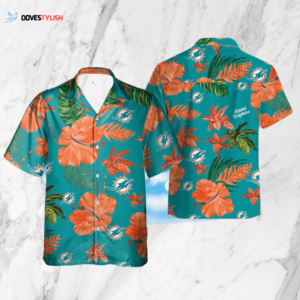 Miami Dolphins Nfl Color Hibiscus Button Up Hawaiian Shirt