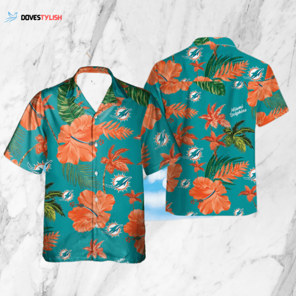 Miami Dolphins Nfl Color Hibiscus Button Up Hawaiian Shirt