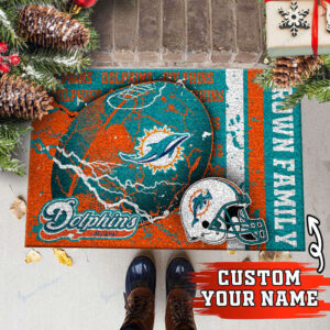 Miami Dolphins Personalized Doormat Home Decor 2024 2025 26