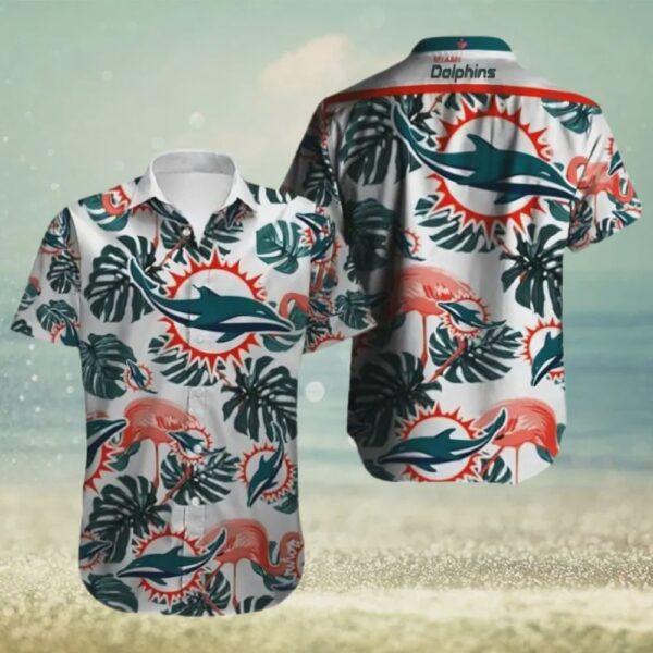 Miami Dolphins Tropical Leaves Hawaiian Shirt