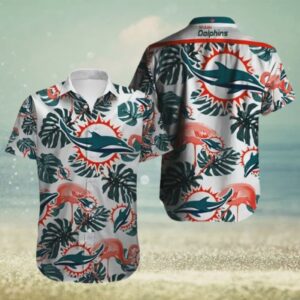 Miami Dolphins Tropical Leaves Hawaiian Shirt