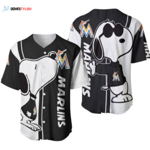 Miami Marlins Snoopy Lover Printed Baseball Jersey