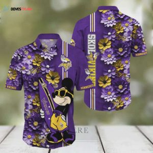 Minnesota Vikings Aloha Mick Pattern Hawaiian Shirt