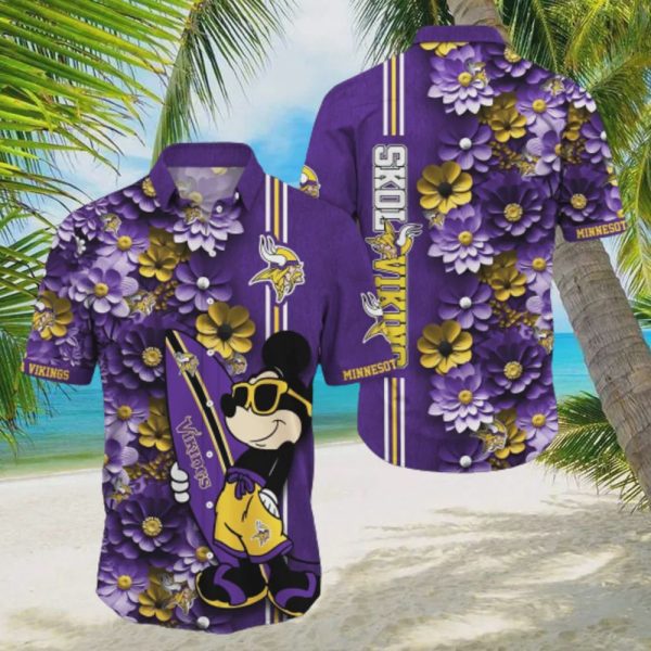 Minnesota Vikings Aloha Mick Pattern Hawaiian Shirt