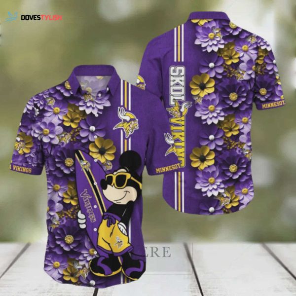 Minnesota Vikings Aloha Mick Pattern Hawaiian Shirt