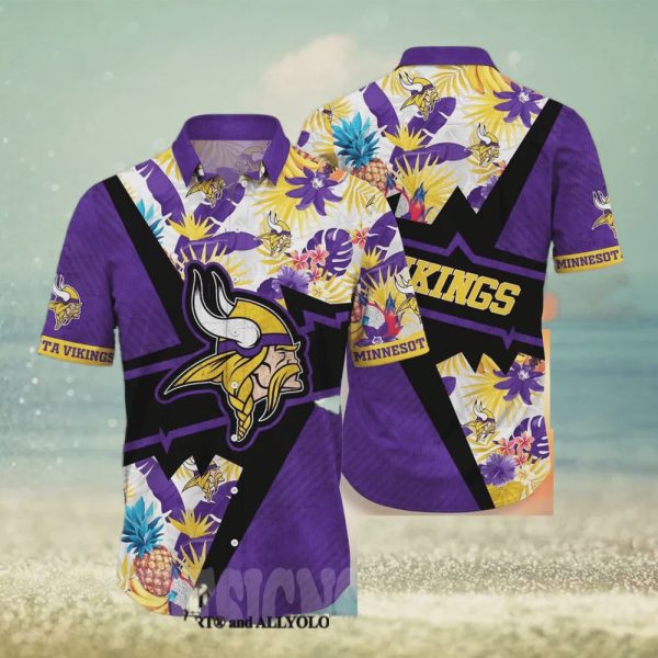 Minnesota Vikings Floral Full Print Unisex Hawaiian Shirt Unisex Gift Tee 2025