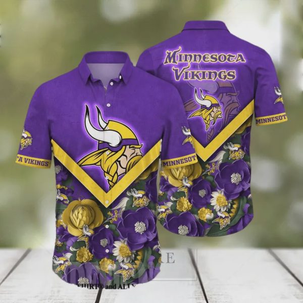 Minnesota Vikings Flower Full Printing Classic Hawaiian Shirt