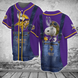 Minnesota Vikings NFL Baseball Jersey Shirt Snoopy For Men Women