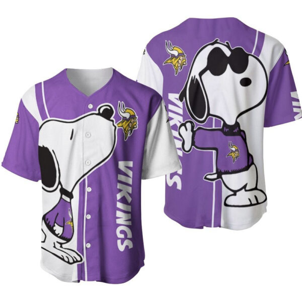 Minnesota Vikings snoopy lover Printed Baseball Jersey
