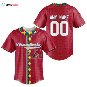 MLB Arizona Diamondbacks Specialized Baseball Jersey Fearless Aganst Autism Gift for Men Women
