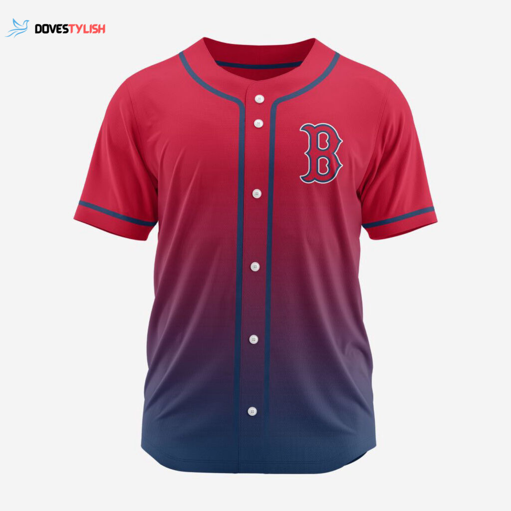 MLB Boston Red Sox Personalized Gradient Design Baseball Jersey Gift for Men Women