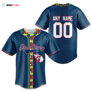 MLB Cleveland Guardians Specialized Baseball Jersey Fearless Aganst Autism Gift for Men Women