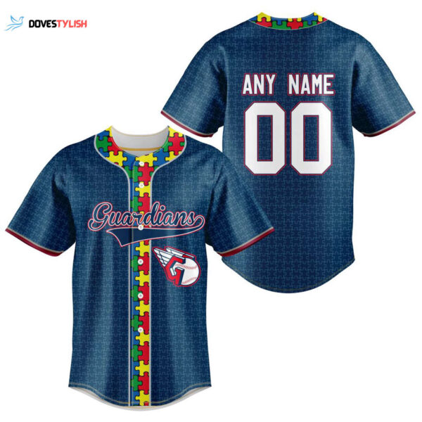 MLB Cleveland Guardians Specialized Baseball Jersey Fearless Aganst Autism Gift for Men Women
