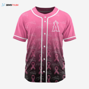 MLB Los Angeles Angels Special Pink Design Fight Breast Cancer Baseball Jersey Gift for Men Women