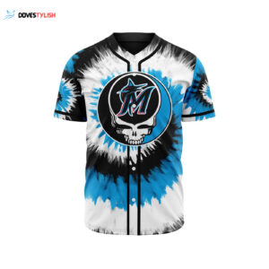 MLB Miami Marlins Special Grateful Dead Design Baseball Jersey Gift for Men Women