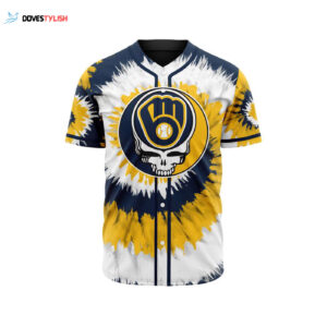 MLB Milwaukee Brewers Special Grateful Dead Design Baseball Jersey Gift for Men Women
