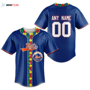 MLB New York Mets Specialized Baseball Jersey Fearless Aganst Autism Gift for Men Women