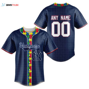 MLB NewYork Yankees Specialized Baseball Jersey Fearless Aganst Autism Gift for Men Women