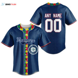 MLB Seattle Mariners Specialized Baseball Jersey Fearless Aganst Autism Gift for Men Women