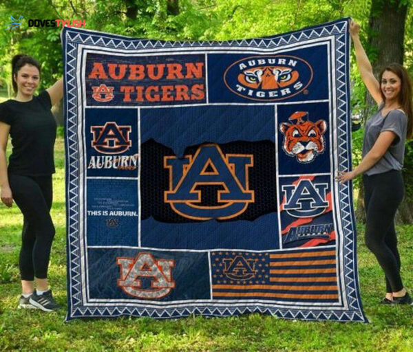 NCAA Auburn Tigers Flag Quilt Blanket, Gift For Sports Fan, Sport Lovers Quilt Blanket