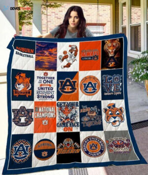 NCAA Auburn Tigers Get Your Game Face On Quilt Blanket, Gift For Sports Fan, Sport Lovers Quilt