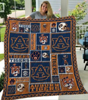NCAA Auburn Tigers Mascot Quilt Blanket, Gift For Sports Fan, Sport Lovers Quilt Blanket