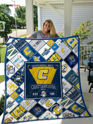 NCAA Chattanooga Mocs Quilt Blanket, Gift For Sports Fan, Sport Lovers Quilt Blanket