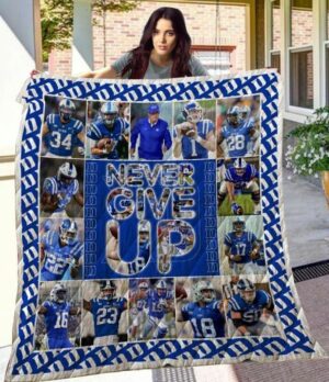 NCAA Duke Blue Devils Never Give Up Quilt Blanket, Gift For Sports Fan, Sport Lovers Quilt