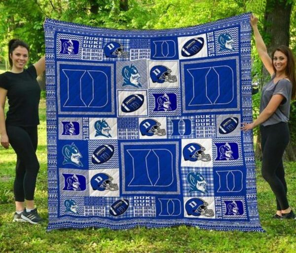 NCAA Duke Blue Devils Pattern Quilt Blanket, Gift For Sports Fan, Sport Lovers Quilt