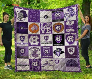 NCAA Holy Cross Crusaders Quilt Blanket, Gift For Sports Fan, Sport Lovers Quilt