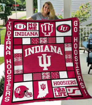 NCAA Indiana Hoosiers Quilt Blanket, Gift For Sports Fan, Sport Lovers Quilt