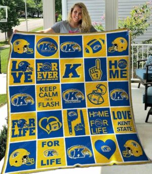 NCAA Kent State Golden Flashes Home For Life Quilt Blanket, Gift For Sports Fan, Sport Lovers Quilt