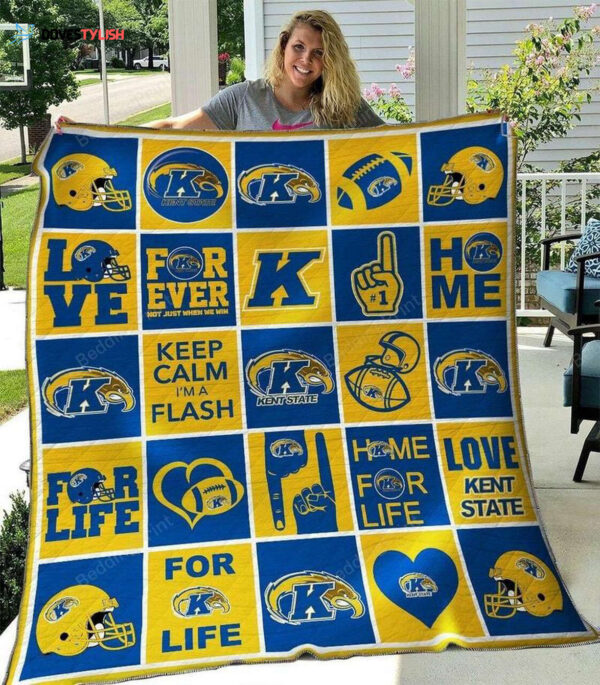 NCAA Kent State Golden Flashes Home For Life Quilt Blanket, Gift For Sports Fan, Sport Lovers Quilt