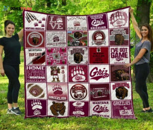 NCAA Montana Grizzlies Quilt Blanket, Gift For Sports Fan, Sport Lovers Quilt Blanket