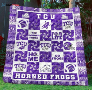 NCAA Tcu Horned Frogs Pattern Quilt Blanket, Gift For Sports Fan, Sport Lovers Quilt