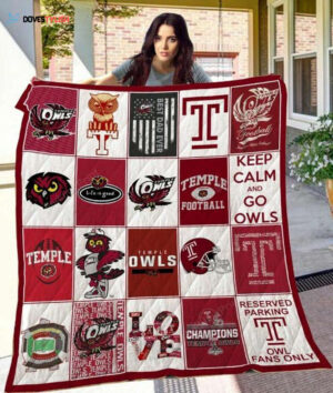 NCAA Temple Owls Quilt Blanket, Gift For Sports Fan, Sport Lovers Quilt, Gift For Him