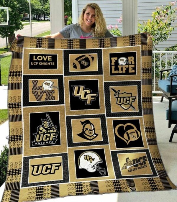 NCAA UCF Knights For Life Quilt Blanket, Gift For Sports Fan, Sport Lovers Quilt