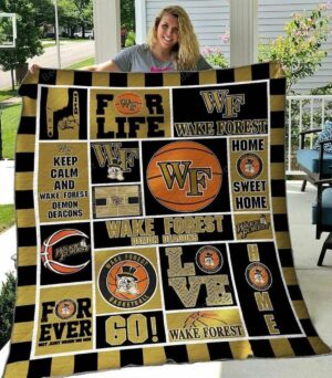 NCAA Wake Forest Demon Deacons Quilt Blanket, Gift For Sports Fan, Sport Lovers Quilt