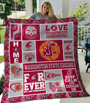 NCAA Washington State Cougars Forever Quilt Blanket, Gift For Sports Fan, Sport Lovers Quilt