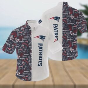 New England Patriots Color White Hawaiian Shirt