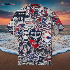 New England Patriots NFL Striped Men’s Hawaiian Shirt