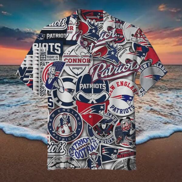 New England Patriots NFL Striped Men’s Hawaiian Shirt