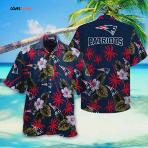 New England Patriots Simple Hibiscus Flower Hawaiian Shirt