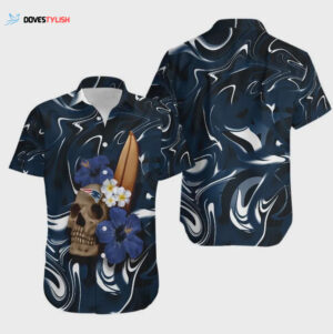 New England Patriots Skull And Hibiscus Flower Hawaiian Shirt